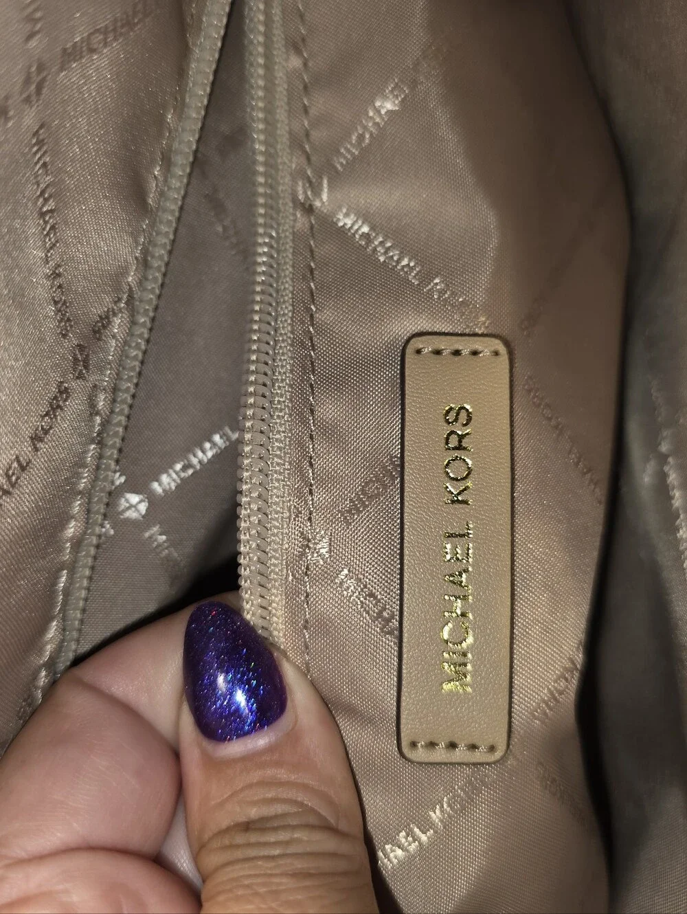 Michael Kors Metallic Silver and Light Gray Signature Tote